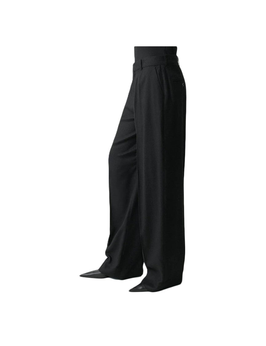 Totême Wide Flannel Trousers With High Waist And Tailored Finish