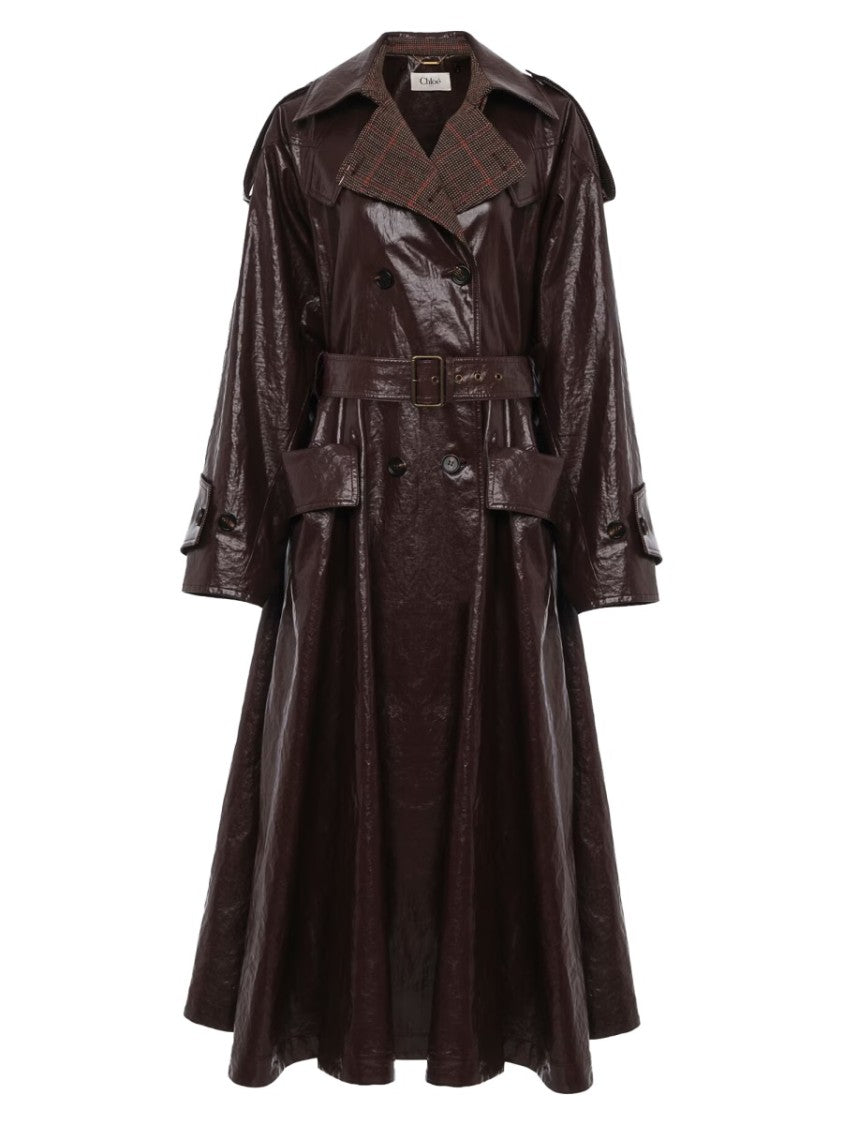 Chloé Belted Dark Brown Linen Coat