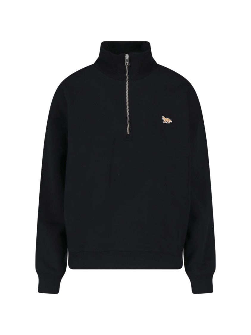 Maison Kitsuné Fox High Collar Zip Organic Cotton Sweatshirt