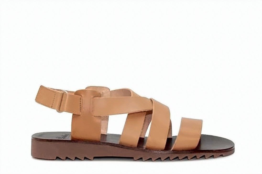 Paraboot Men's Brown Leather Sandals With Adjustable Ankle Strap