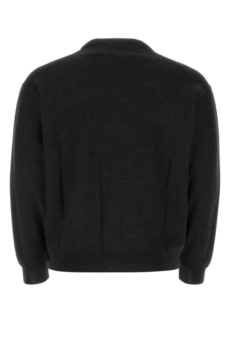 Lemaire Melange Charcoal Wool Blend Cardigan