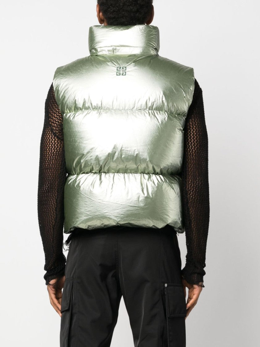 Givenchy Metallic-Finish Sage Green Down Gilet