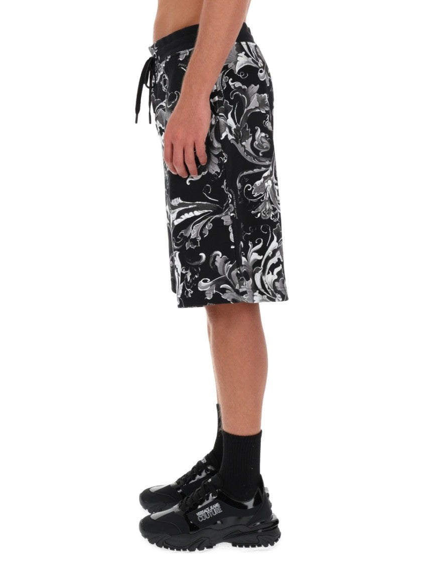 Versace Jeans Couture Baroque Patterned Cotton Shorts