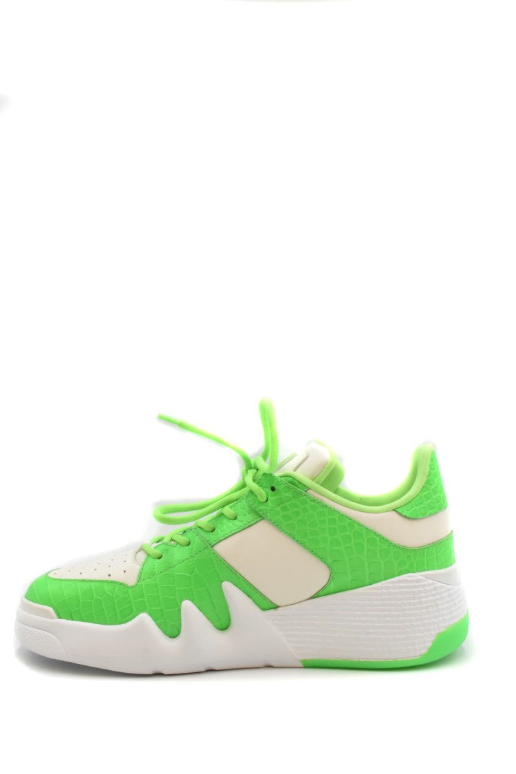 Giuseppe Zanotti Multicolor Wavy Jagged Platform Croc-Embossed Leather Sneakers