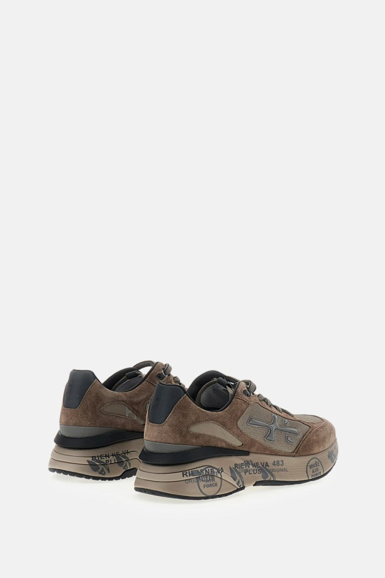 Premiata Grey Moerun Suede Technical Fabric Sneakers