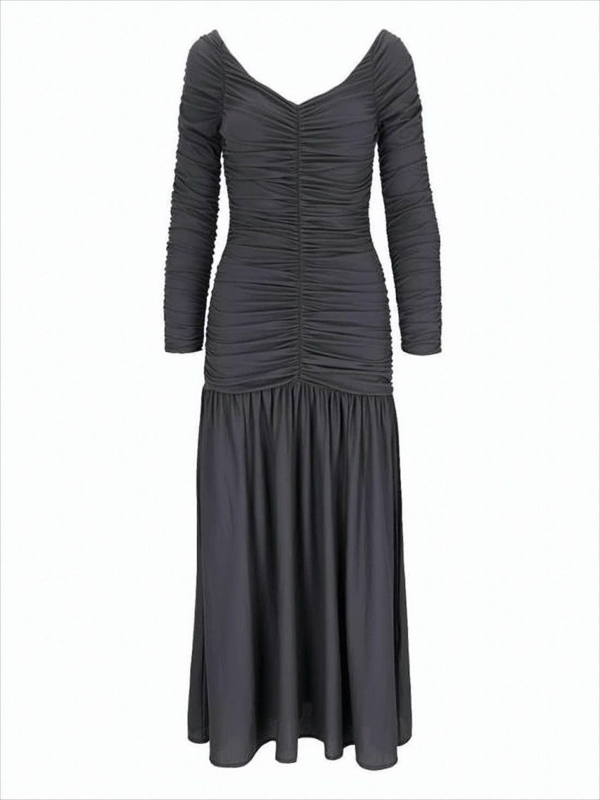 Paloma Wool Ruched Midi Dress With Gathered Skirt