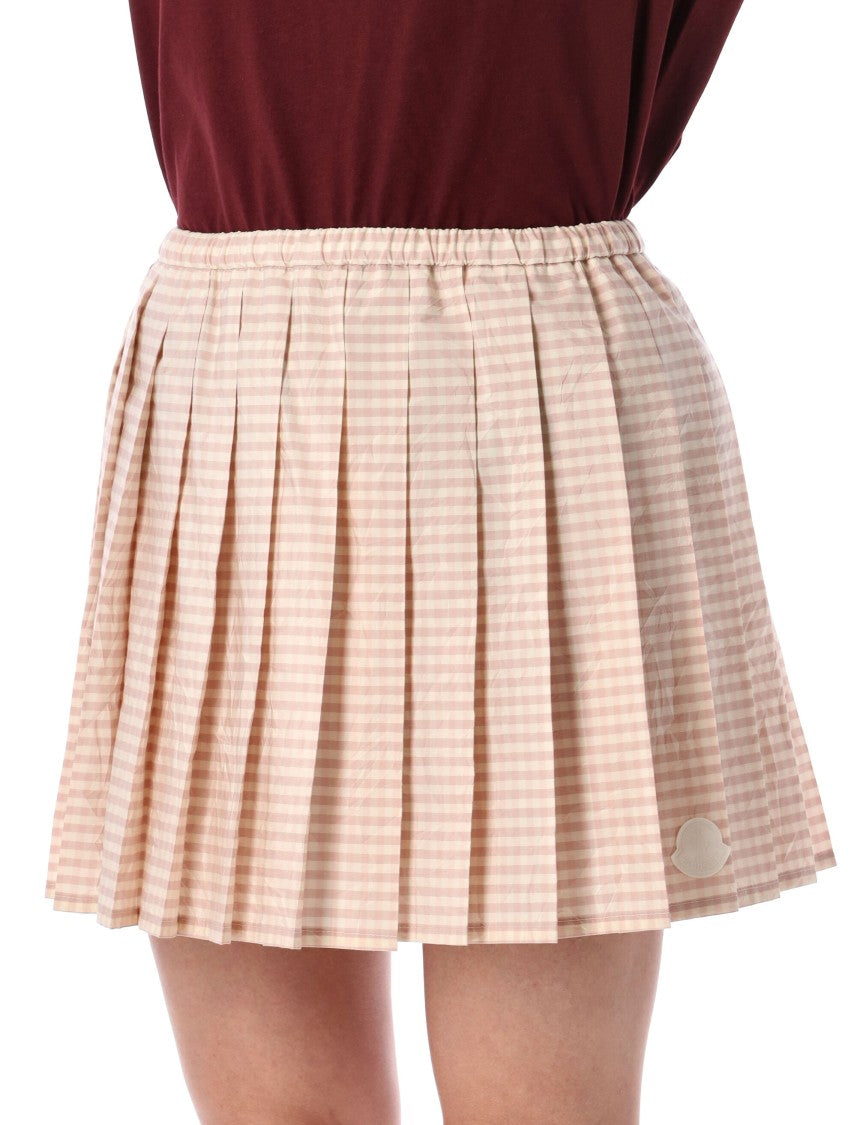 Moncler Vichy Ccotton Blend Pleated Skirt