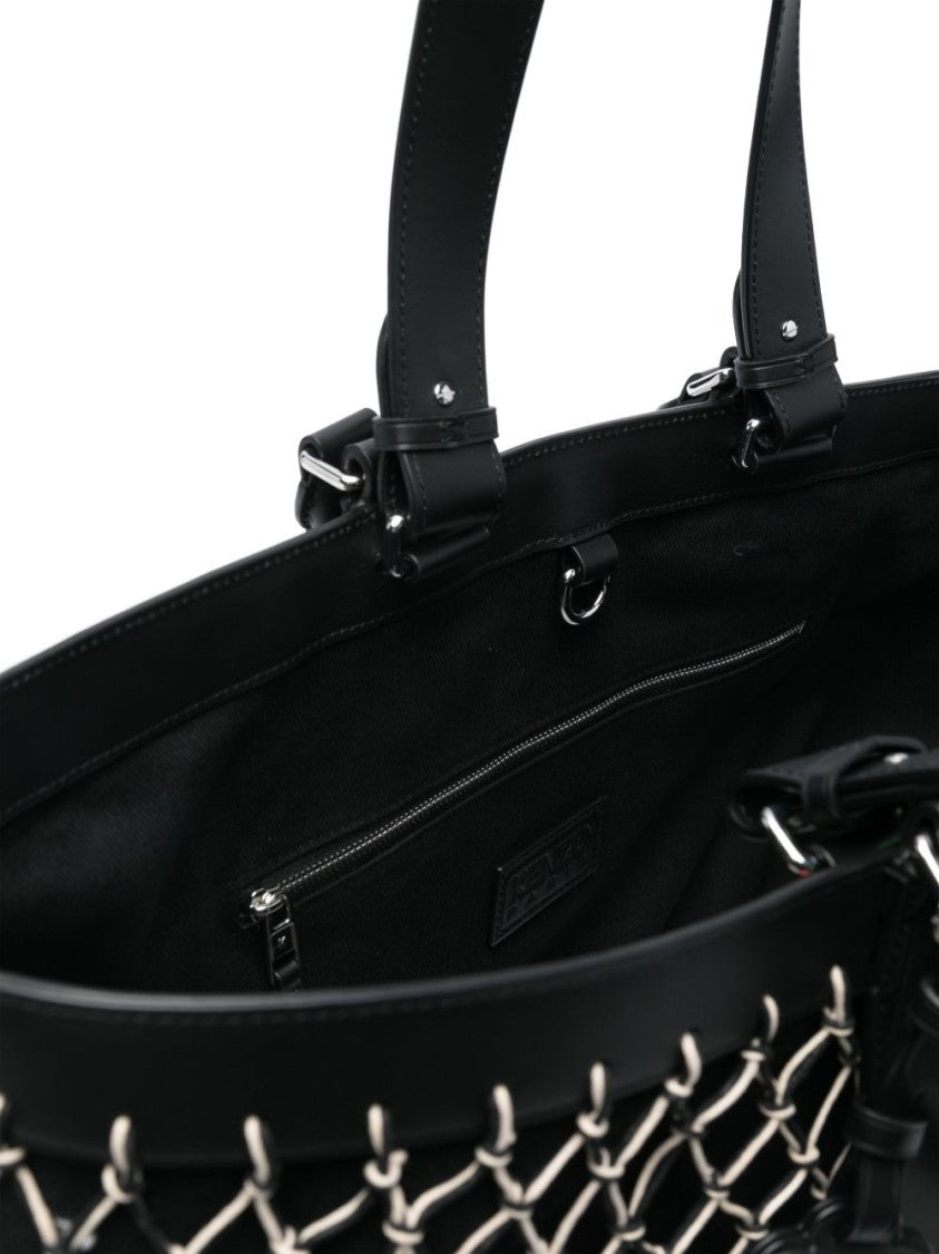 Kenzo Black Multi Strap Intricate Leather Tote