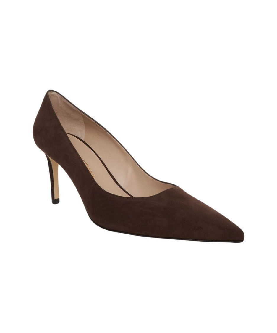 Stuart Weitzman Pointed Toe Suede Pumps With Stiletto Heel