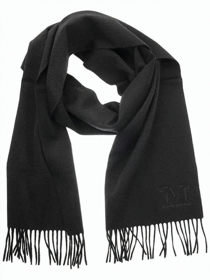 Max Mara Solid Black 100% Camel Wool Scarf