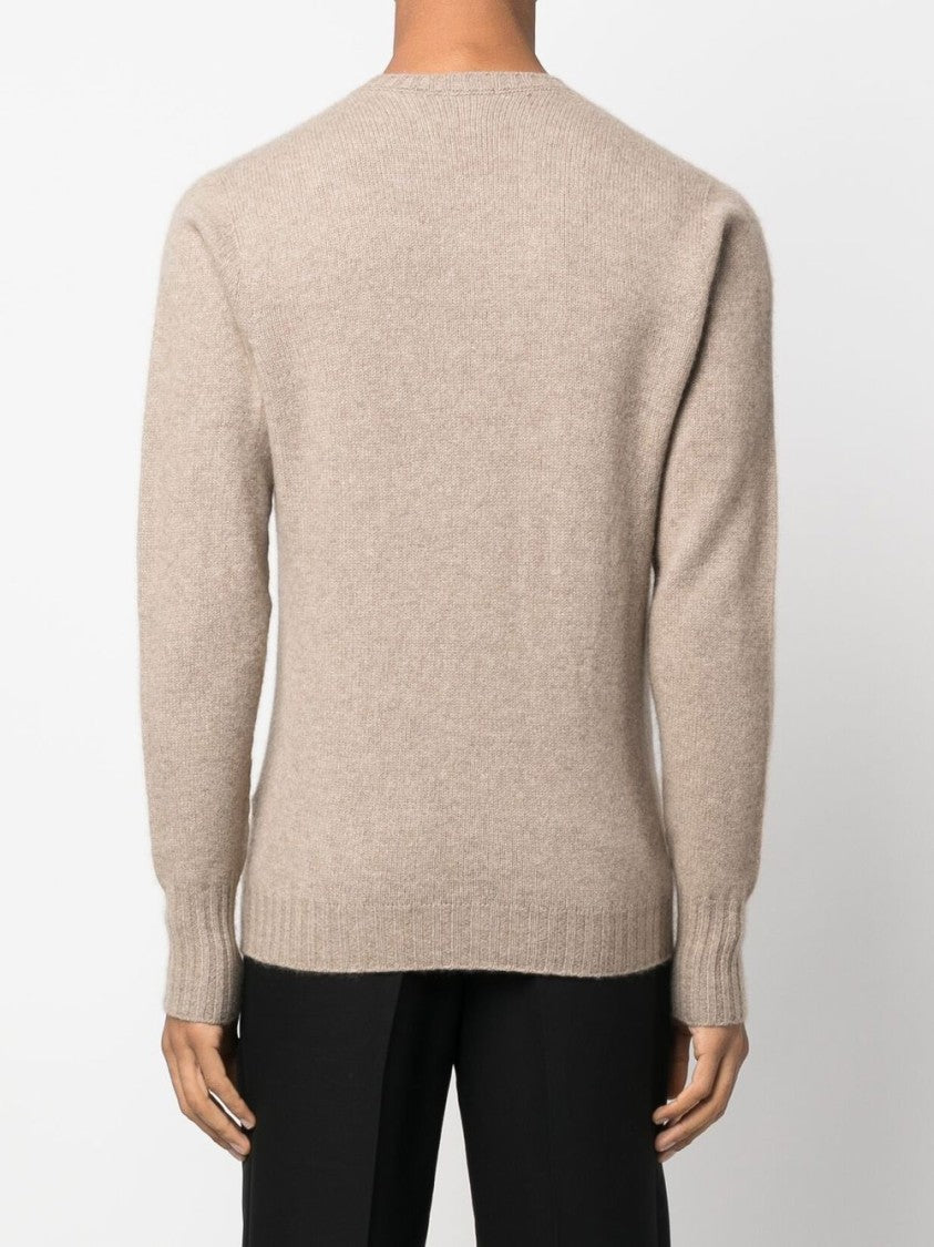 Drumohr Classic Fine-Knit Ribbed Crew Neck Wool Sweater