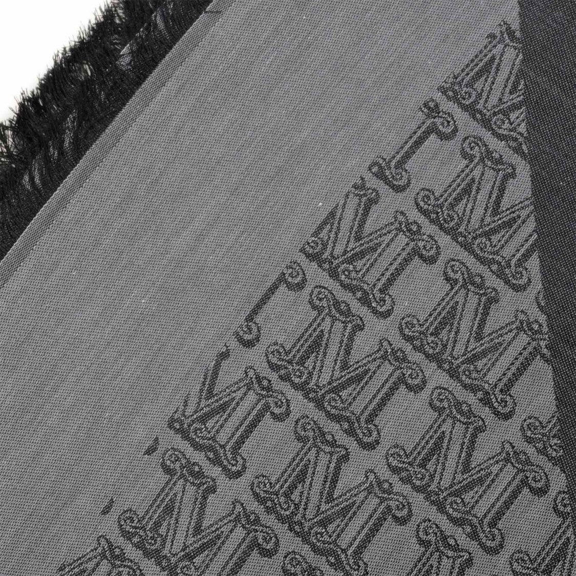 Max Mara Geode Shawl In Silk And Cotton Jacquard Gray And Black