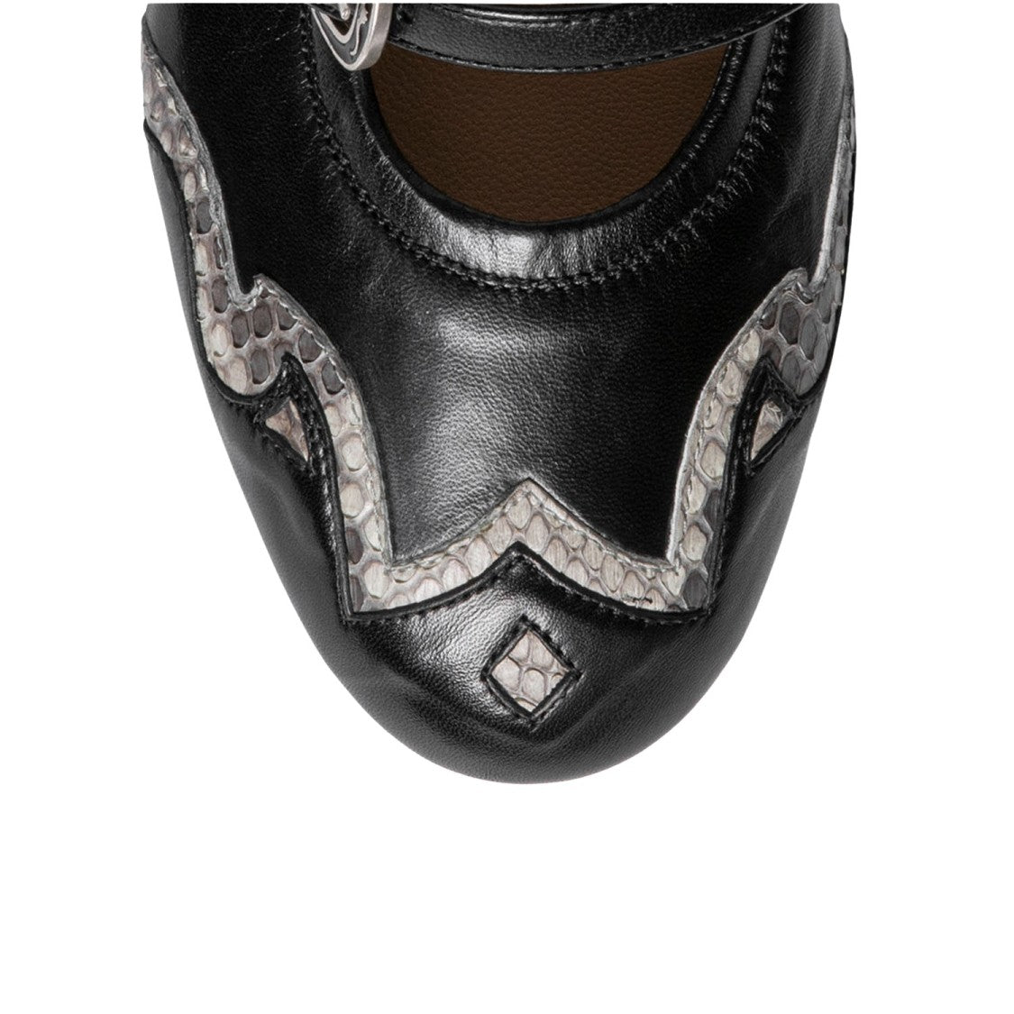Sartore Leather And Python Ballerina Flats