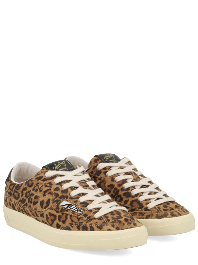 Autry Leopard Print Embossed Branding Sneakers