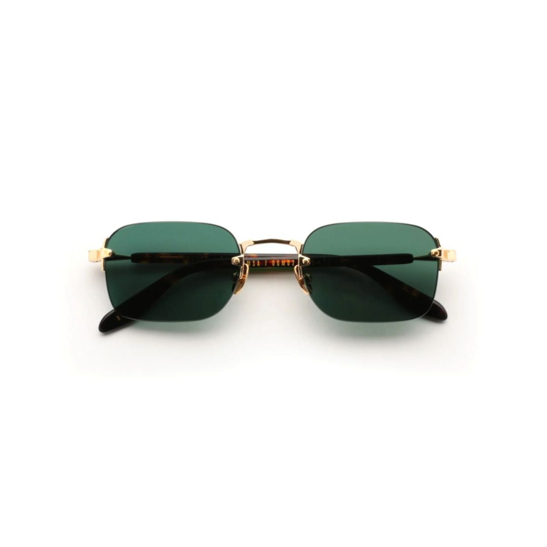 Gast Domsa Rectangular Gold-Toned Sunglasses With Tortoiseshell Temple Tips