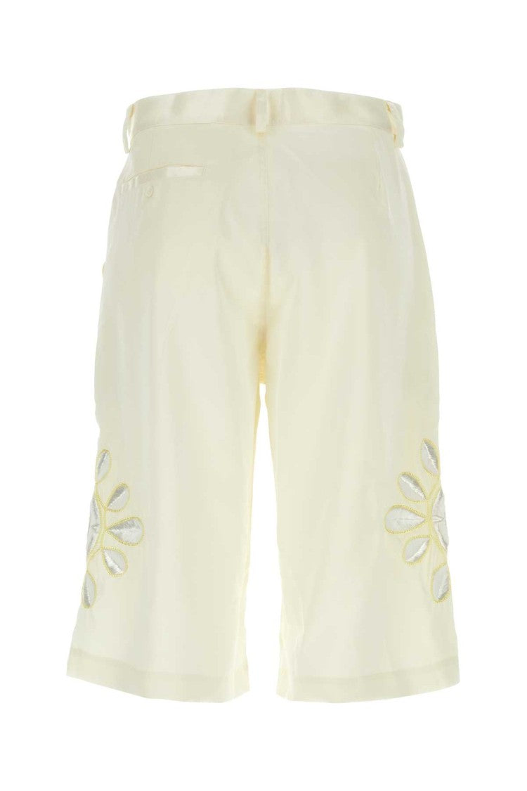 Bluemarble Ivory Satin Bermuda Shorts