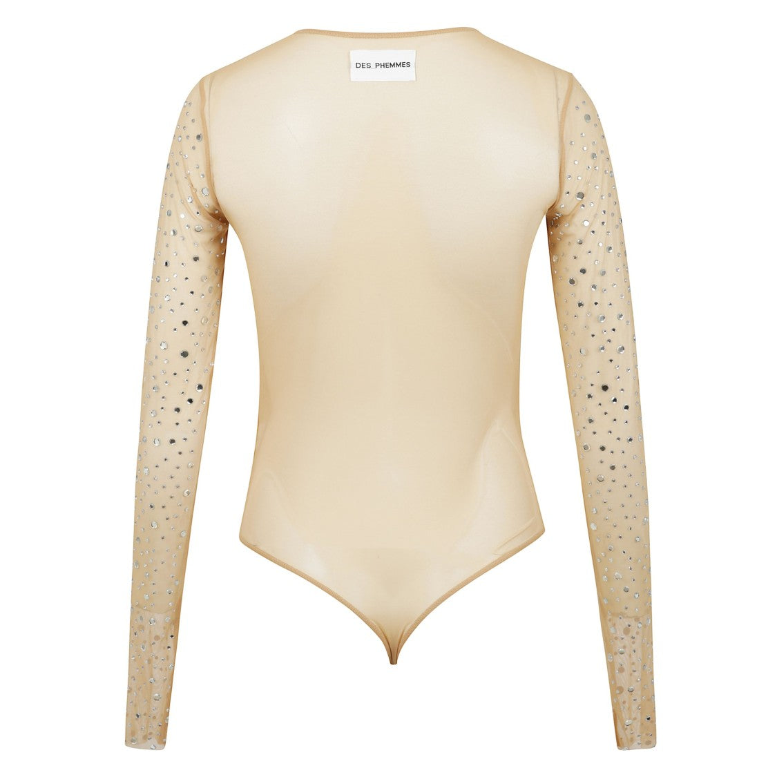 Des Phemmes Black Crystal Tulle Bodysuit