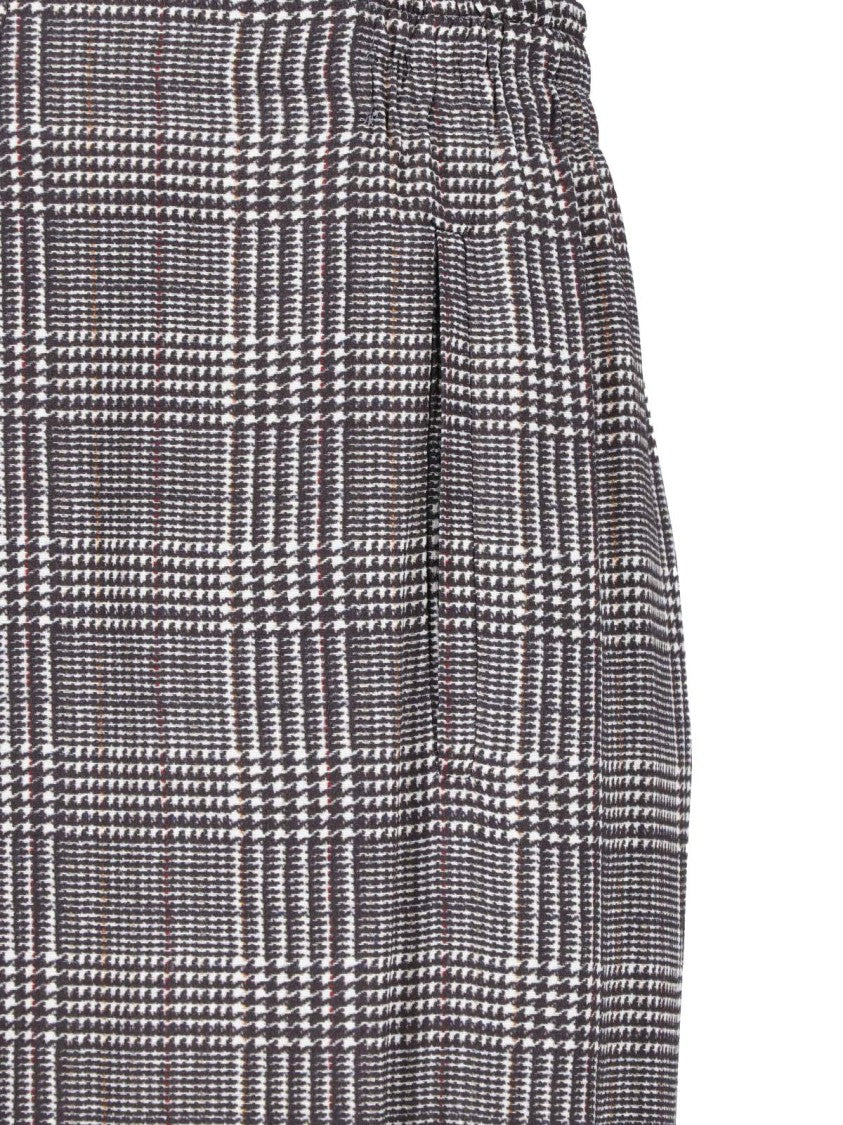 Ermanno Scervino Checkered Elastic Waist Grey Viscose Wide-Leg Pants
