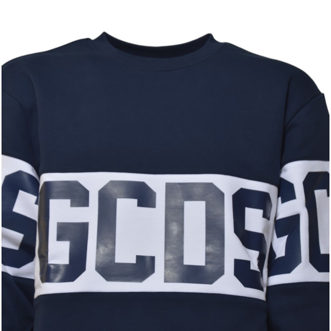 Gcds Blue Band Logo Cotton Crewneck Sweatshirt