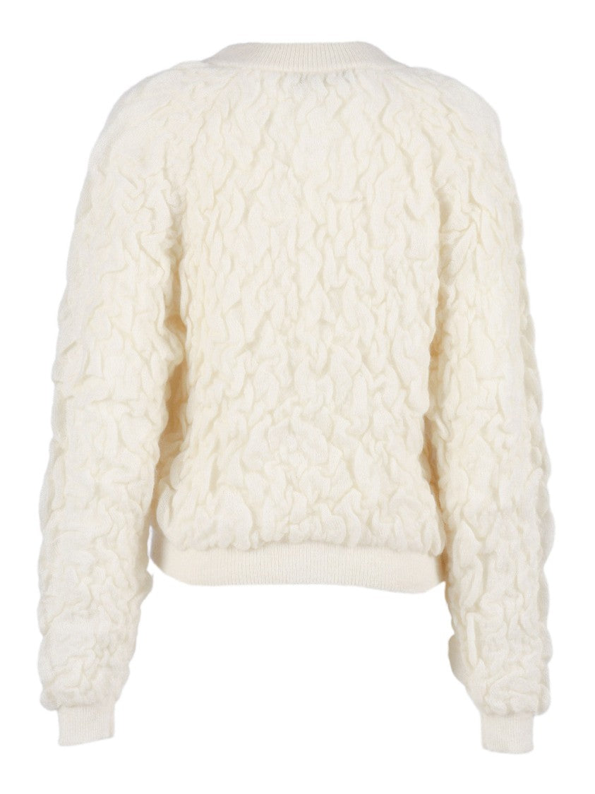 Fabiana Filippi Mohair Bomber Jacket With Embossed Butter-Colored Workmanship