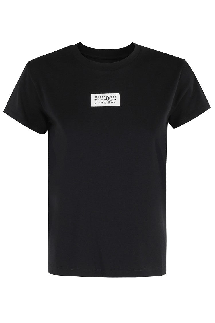 Mm6 By Maison Margiela Black T-Shirt With Numeric Label