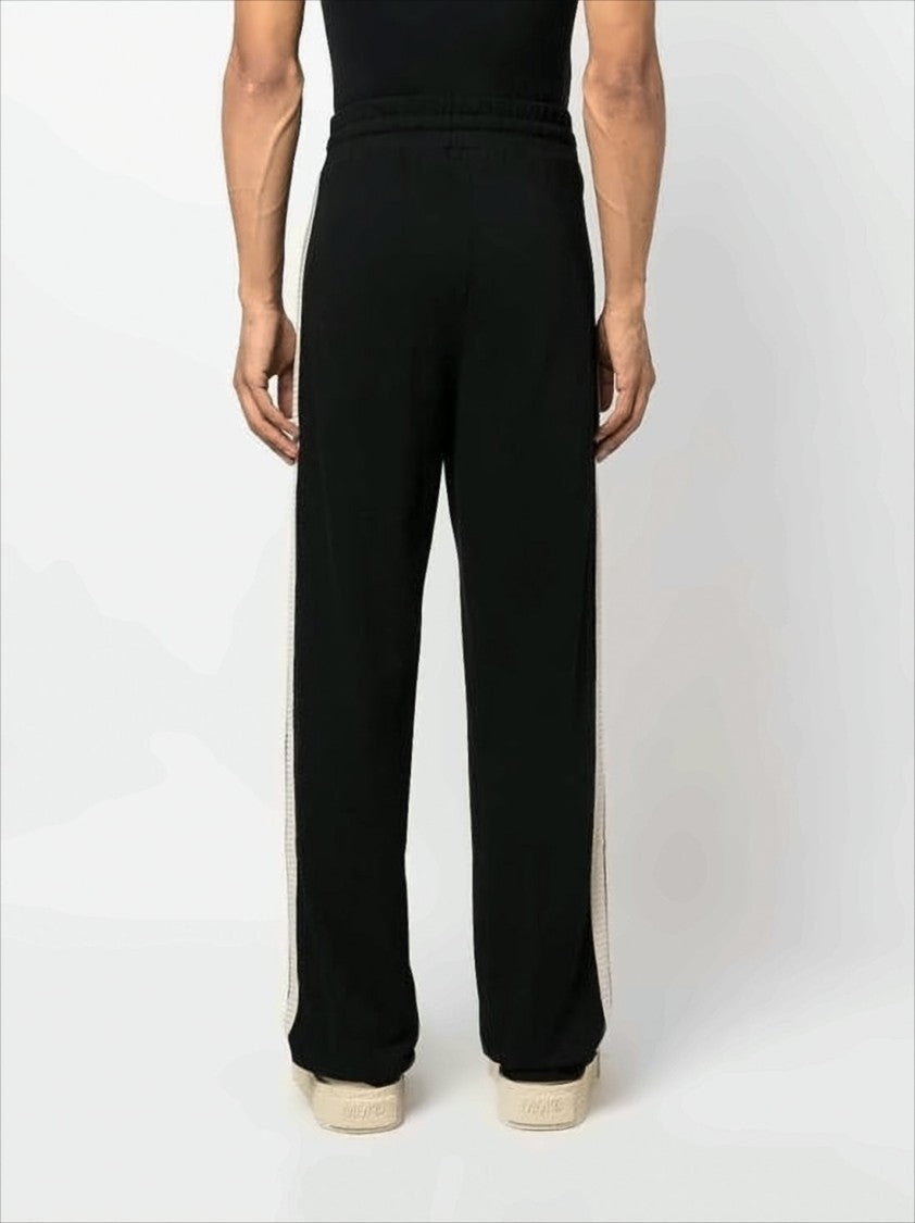 Palm Angels Relaxed Fit Black Jogger Pants With Textured Stripes
