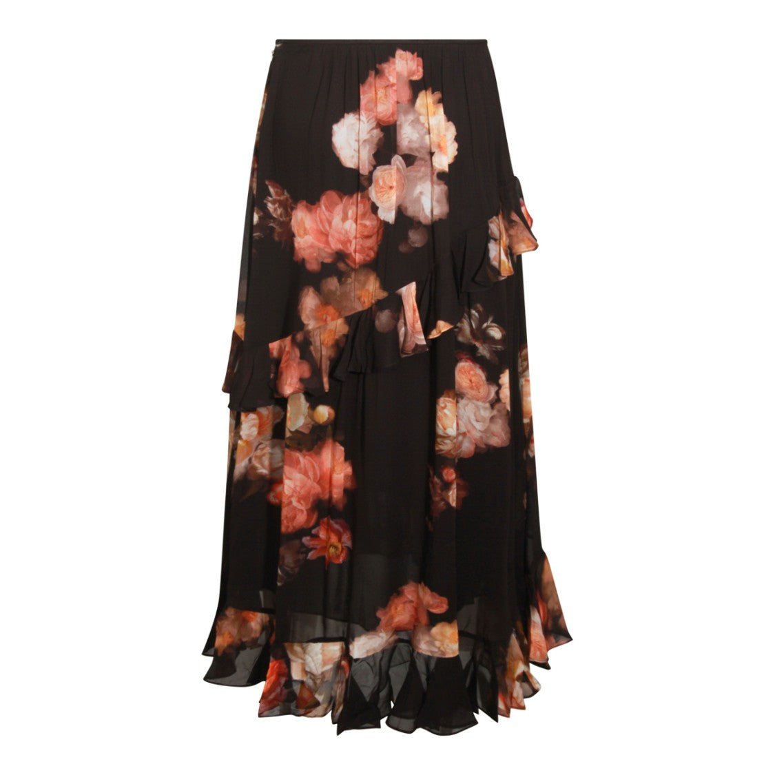 Zimmermann High Waisted Ruffled Skirt With Asymmetric Hem