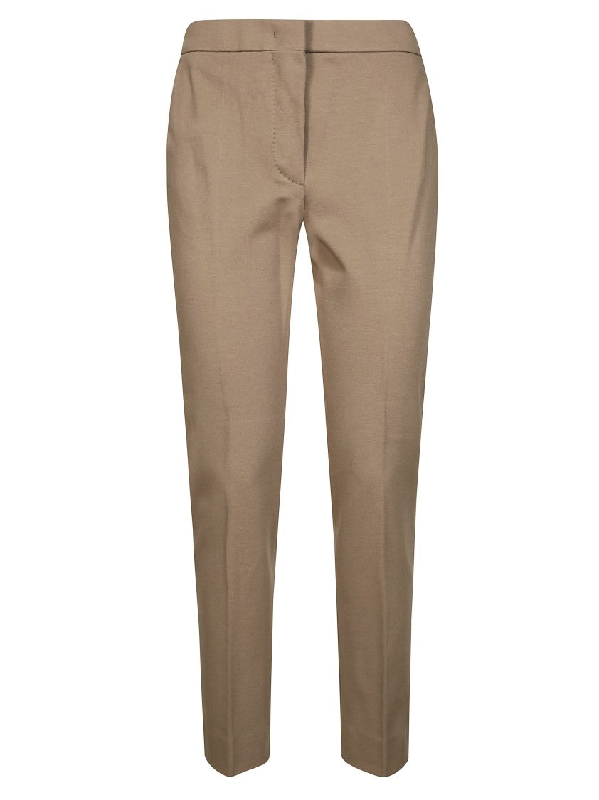 Max Mara Slim Straight-Leg Tailored Pants With Clean Front Closure