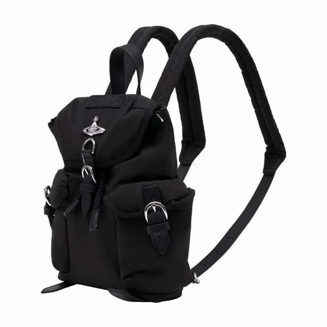 Vivienne Westwood Black Polyester Backpack With Silver Emblem