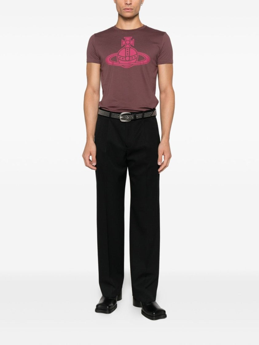 Vivienne Westwood Cotton T-Shirt With Orb Graphic Print In Muted Purple