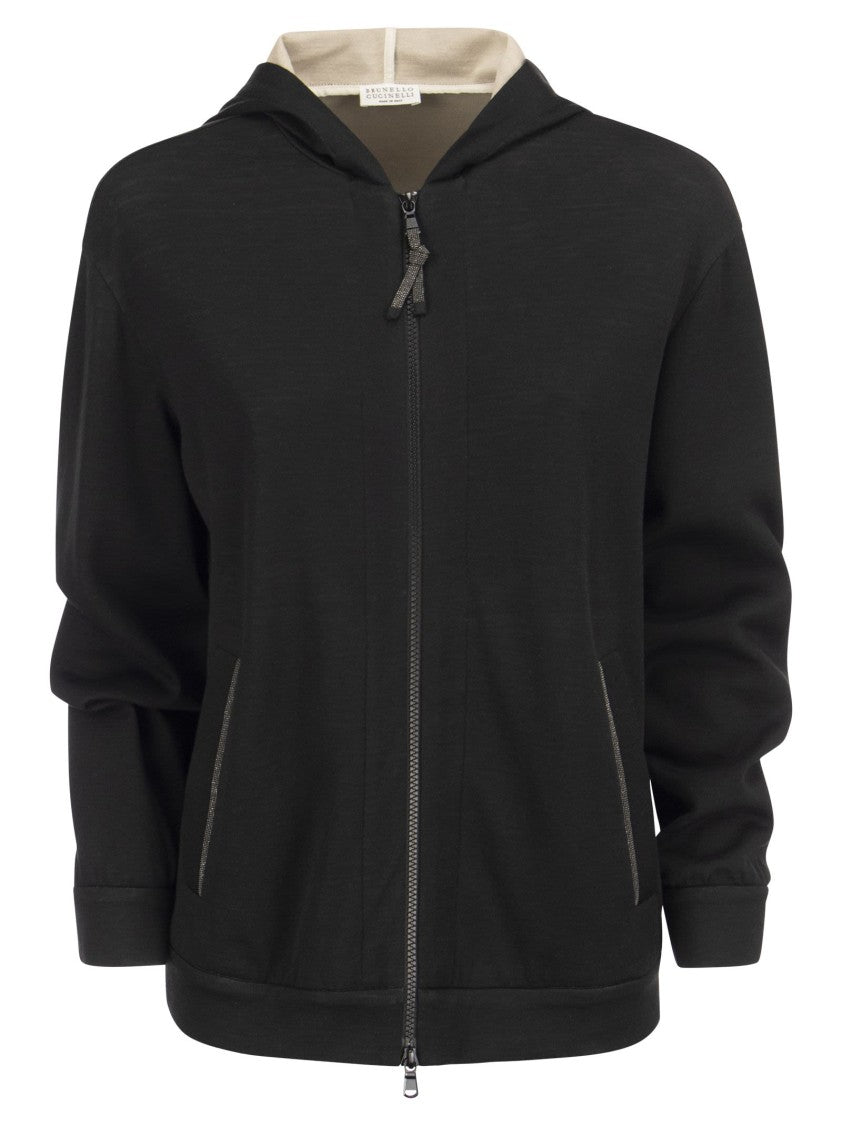 Brunello Cucinelli Cotton-Silk Sweatshirt Topwear With Jewellery