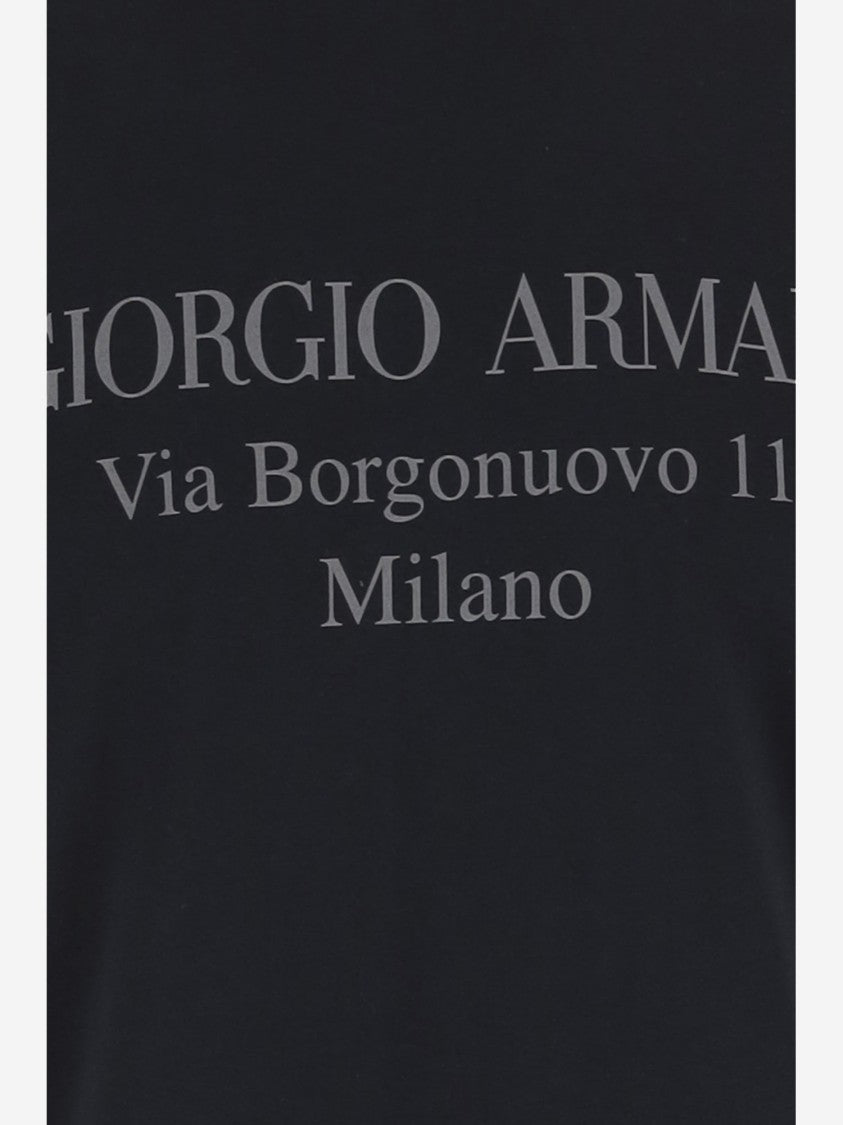 Giorgio Armani Classic Black Cotton T-Shirt With Logo Detail