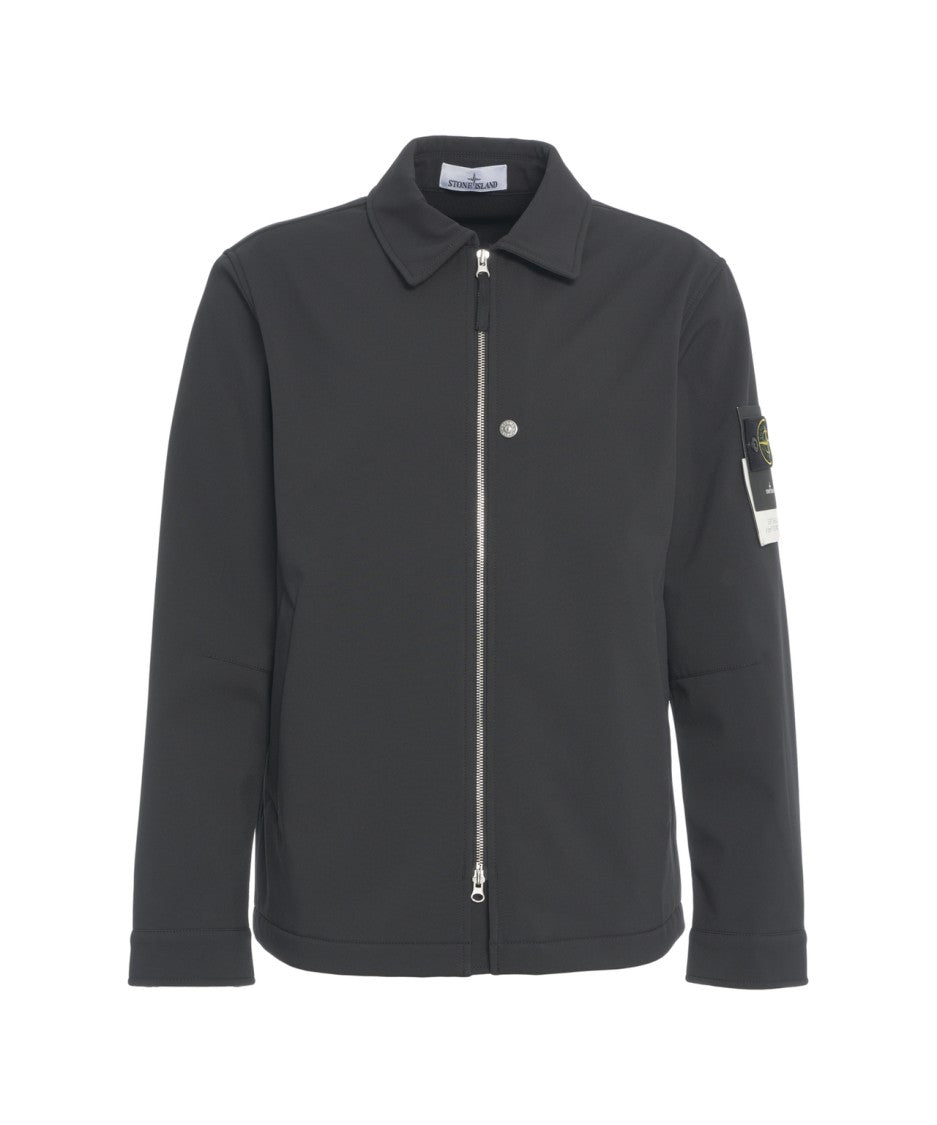 Stone Island Black Overshirt With Removable Logo Patch