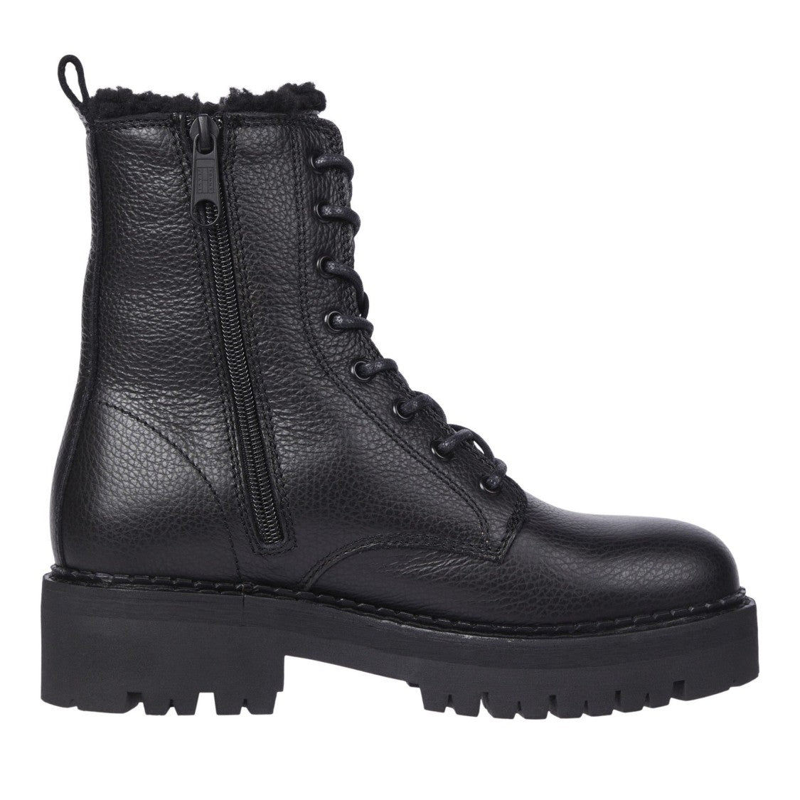Tommy Jeans Urban Black Rugged Fleece-Lined Leather Boots
