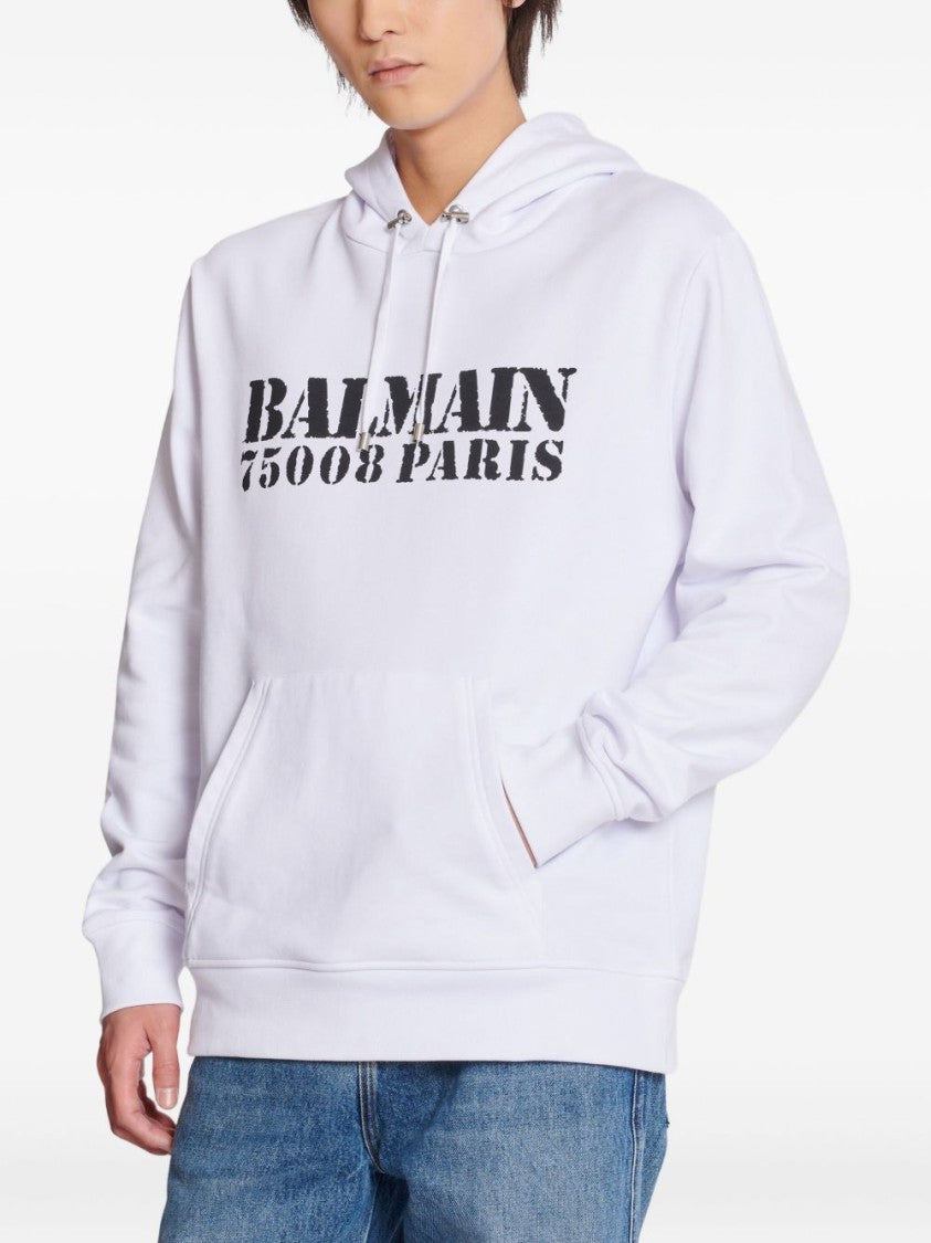 Balmain Drawstring Hood Sweatshirt With Logo Print