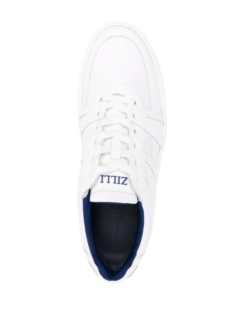 Zilli White Minimalist Leather Low-Top Sneakers