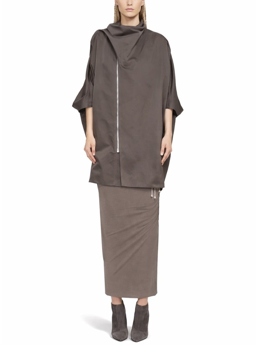 Rick Owens Fitted Side Slit Cotton Midi Skirt