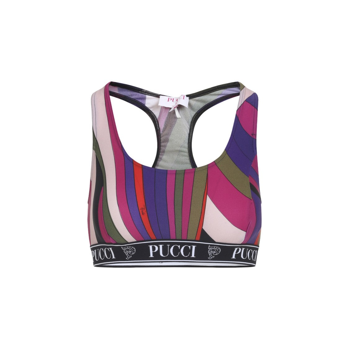 Pucci Multicolored Abstract Stripe Racerback Sports Bra