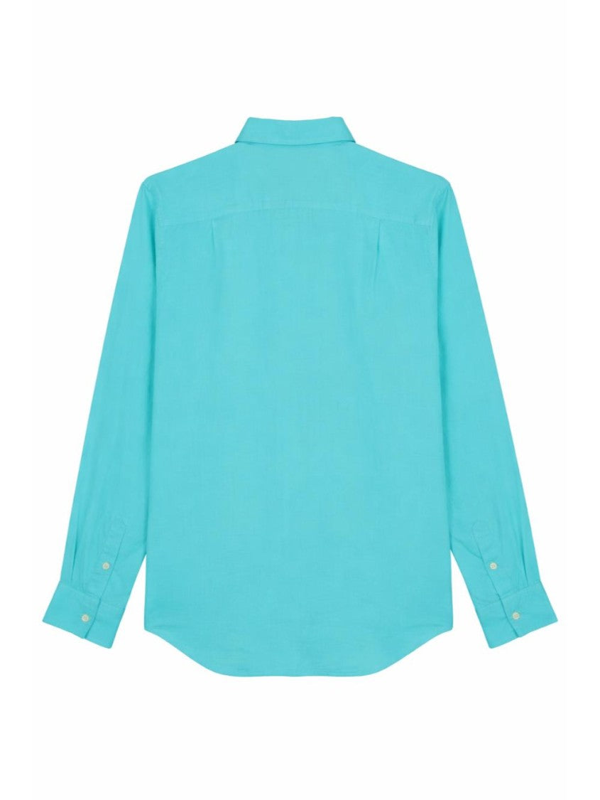 Vilebrequin Turquoise Linen Shirt With Classic Collar