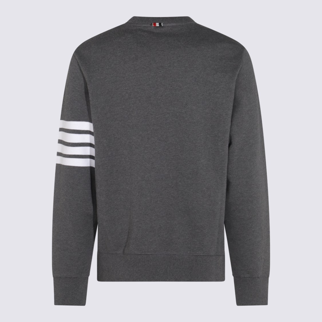 Thom Browne Crew Neck Sweatshirt With V-Stitch Detail And Contrasting Stripes