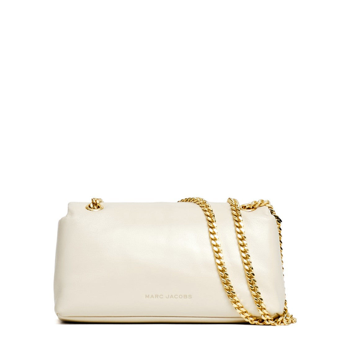 Marc Jacobs Compact White Lambskin Mini Bag With Gold-Tone Turnlock Closure