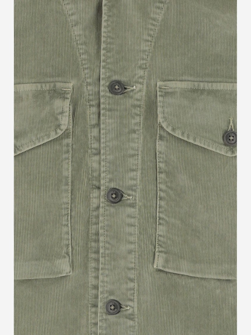 C.P. Company Light Green Stretch Cotton Velvet Shirt