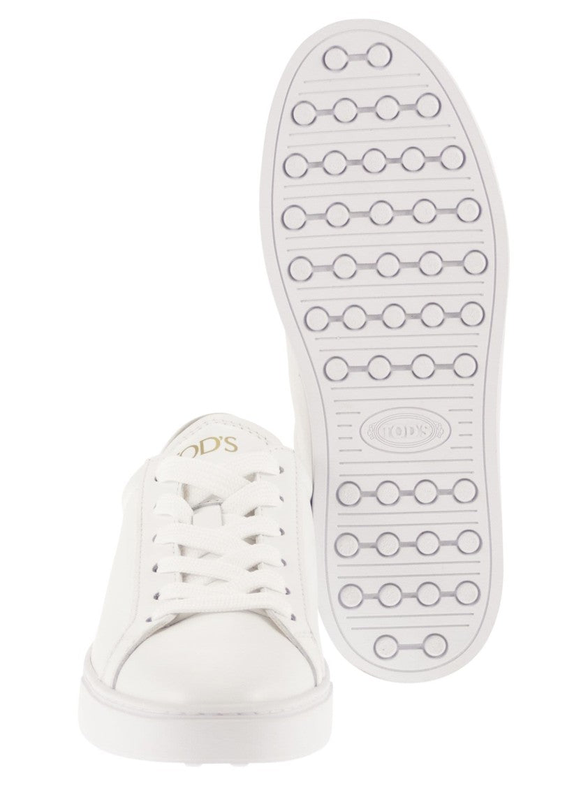 Tod's Minimalist Calfskin Leather Sneakers With Rubber Sole