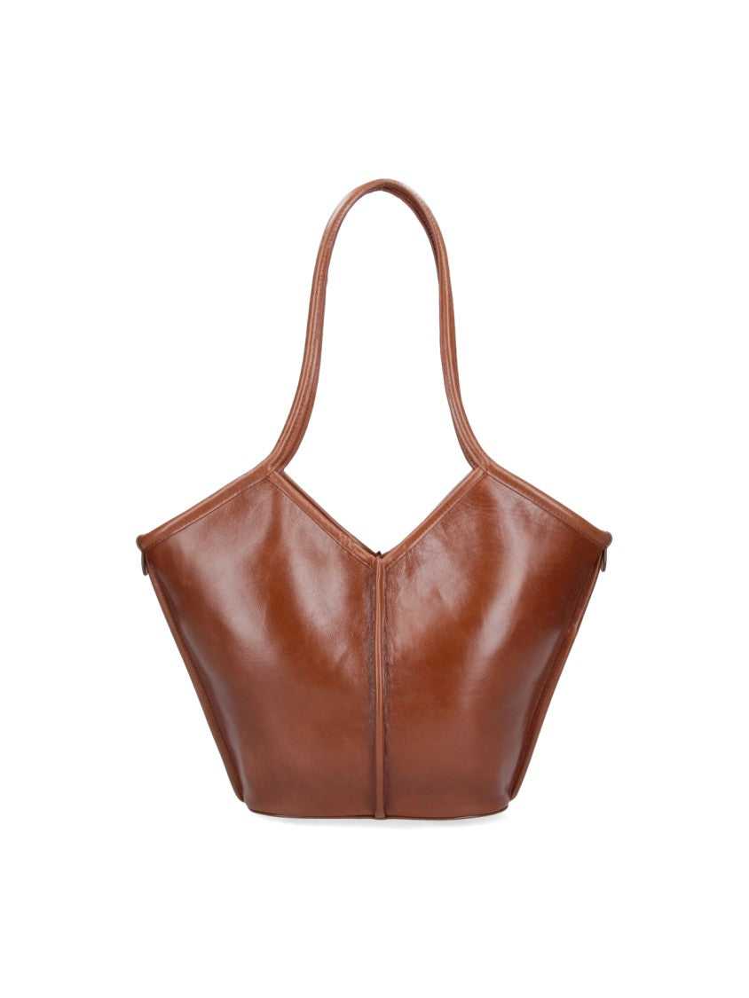 Hereu Beige Structured Angular Silhouette Tote Bag