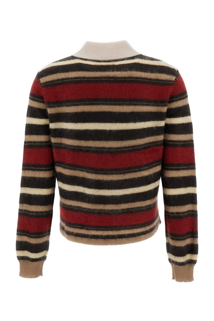 Guest In Residence Multicolor Grizzly Cropped Bouclé Cashmere Rugby Polo Shirt