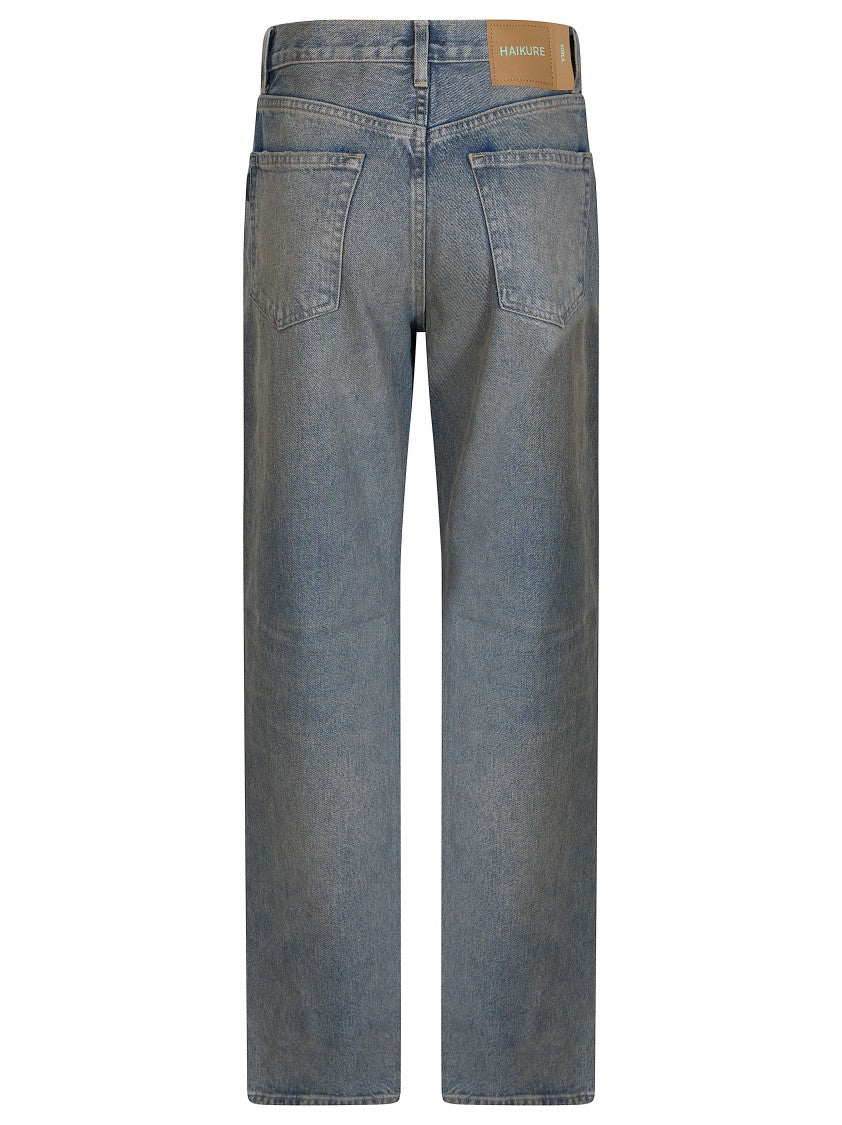 Haikure Korea Mid-Rise Faded Straight-Leg Jeans