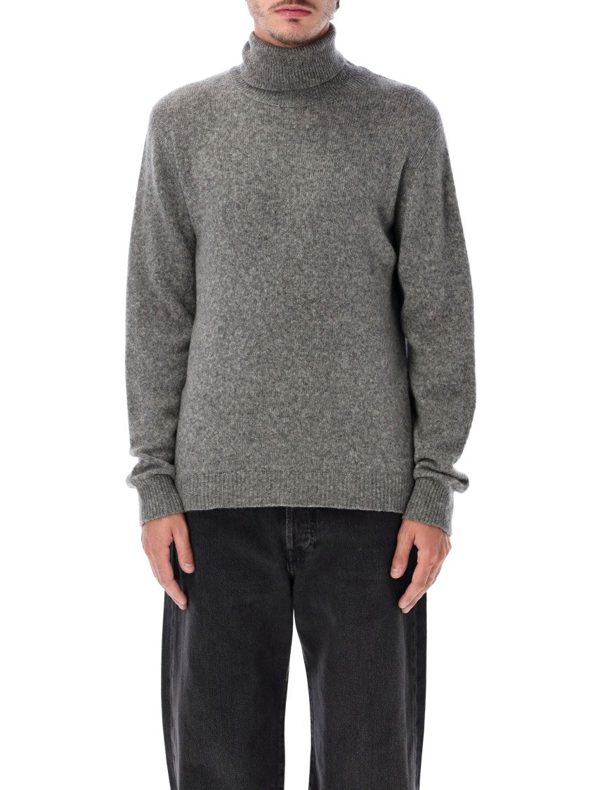 Roberto Collina Textured High-Neck Sweater In Solid Grey