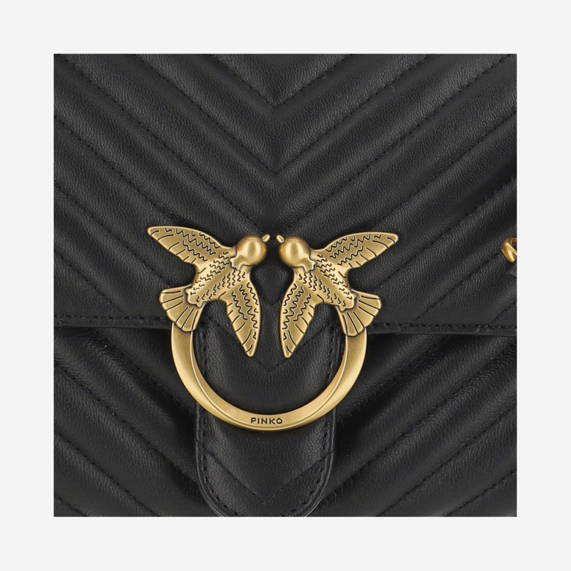 Pinko Chevron-Pattern Nappa Leather Shoulder Bag With Antique Gold Buckle