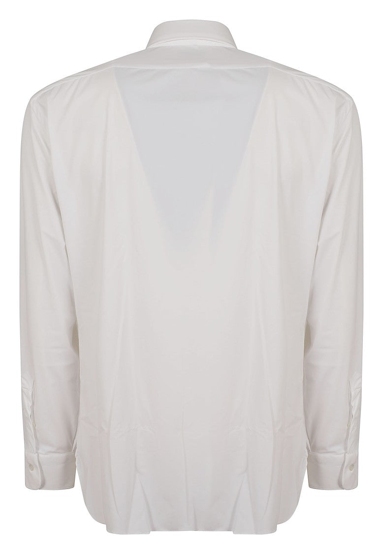 Barba Napoli Optical White Spread Collar Lightweight Cotton Shirt