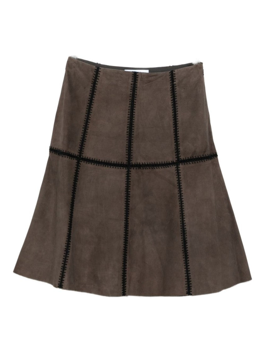 Blugirl Flared Brown Suede Skirt